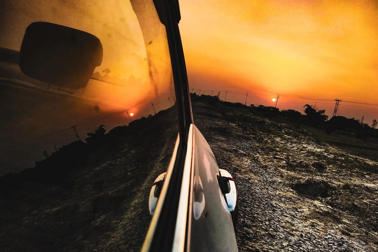 reflection, car window, sunset, car, evening sky, evening sun, car wallpapers, nature, golden sky. How to respond to a negative tint review without admitting fault in the US