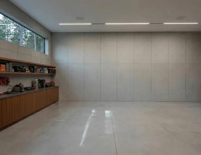 garage, car, vehicle, architecture, home, building, workshop, tools, minimalist, empty, industrial, car wallpapers, space, storage, concrete, storage cabinet, modern, lighting, design interior, furniture, organization. Wrap and tint shop equipment checklist: what each bay zone needs and what can wait